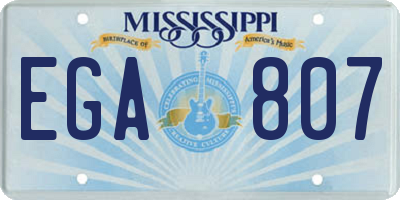MS license plate EGA807