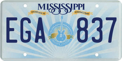 MS license plate EGA837