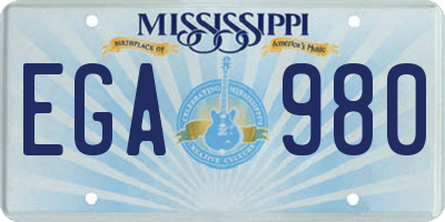 MS license plate EGA980