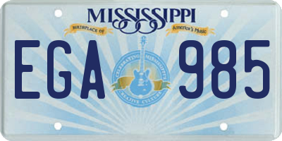 MS license plate EGA985