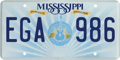 MS license plate EGA986