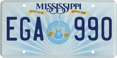 MS license plate EGA990