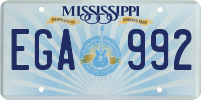 MS license plate EGA992