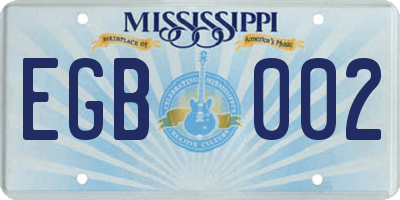 MS license plate EGB002