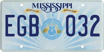 MS license plate EGB032