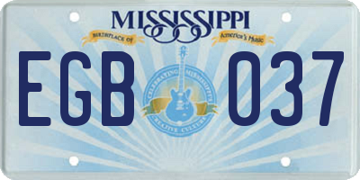 MS license plate EGB037