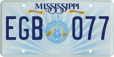 MS license plate EGB077
