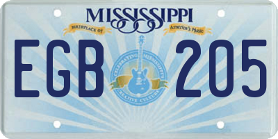 MS license plate EGB205