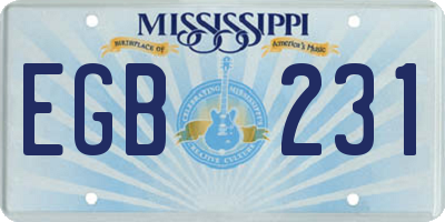 MS license plate EGB231