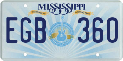 MS license plate EGB360