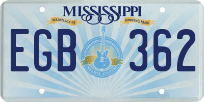 MS license plate EGB362