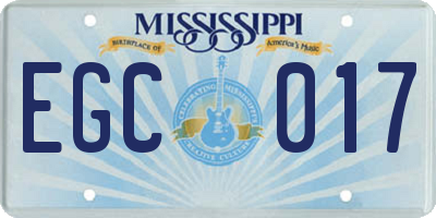MS license plate EGC017
