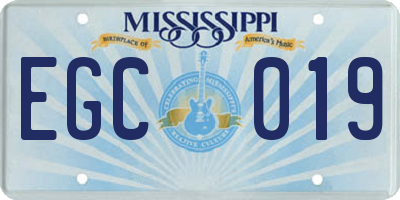MS license plate EGC019