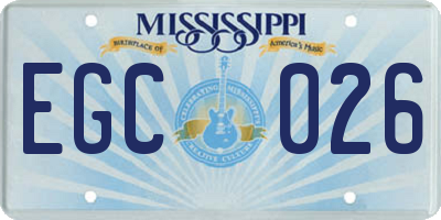 MS license plate EGC026