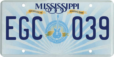 MS license plate EGC039