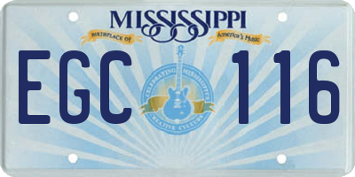 MS license plate EGC116