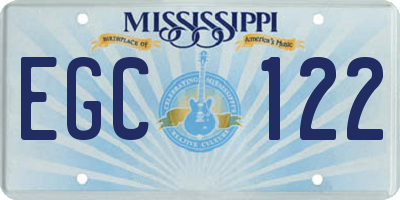 MS license plate EGC122