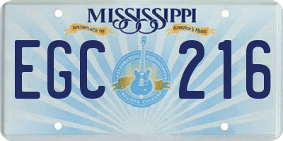 MS license plate EGC216