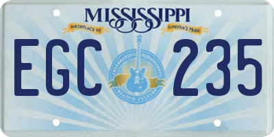 MS license plate EGC235
