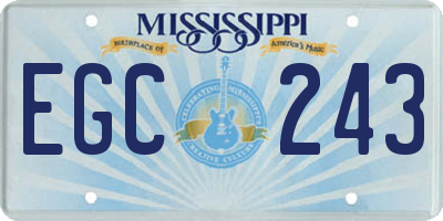 MS license plate EGC243