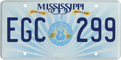 MS license plate EGC299