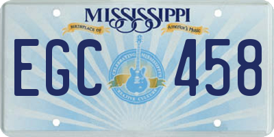 MS license plate EGC458