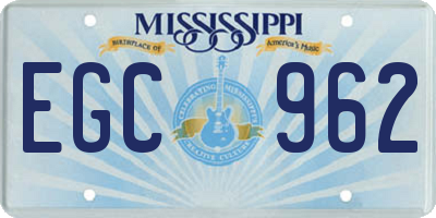 MS license plate EGC962