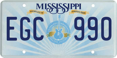 MS license plate EGC990