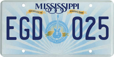 MS license plate EGD025