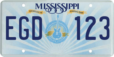 MS license plate EGD123