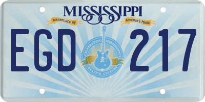 MS license plate EGD217