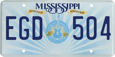 MS license plate EGD504