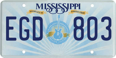 MS license plate EGD803