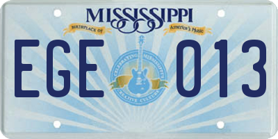 MS license plate EGE013