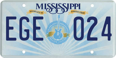 MS license plate EGE024