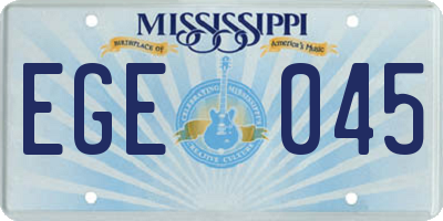 MS license plate EGE045