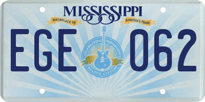 MS license plate EGE062