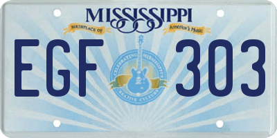 MS license plate EGF303