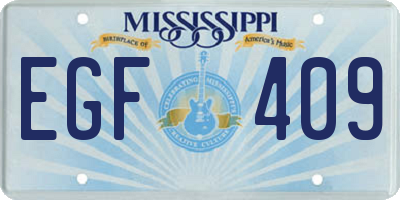 MS license plate EGF409