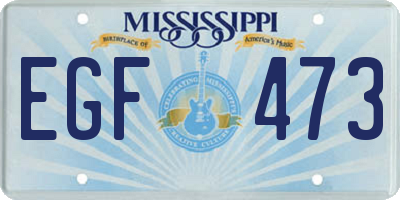 MS license plate EGF473
