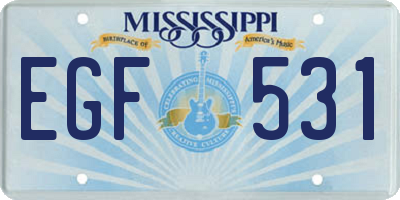 MS license plate EGF531