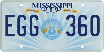 MS license plate EGG360