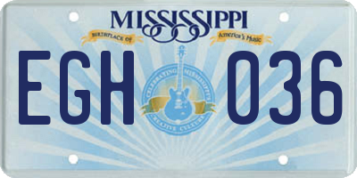 MS license plate EGH036