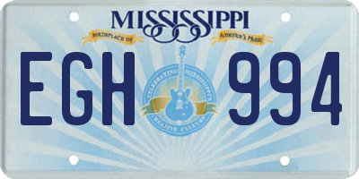 MS license plate EGH994