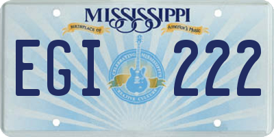 MS license plate EGI222