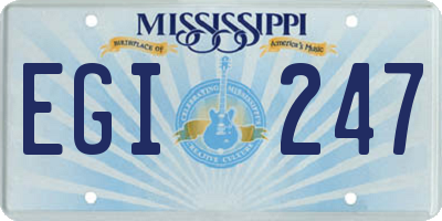MS license plate EGI247