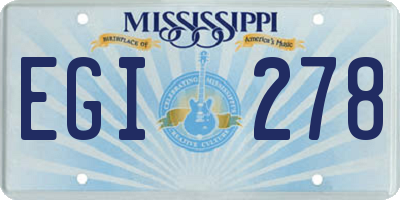 MS license plate EGI278