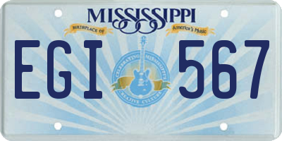 MS license plate EGI567
