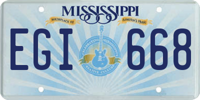 MS license plate EGI668