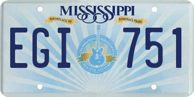 MS license plate EGI751